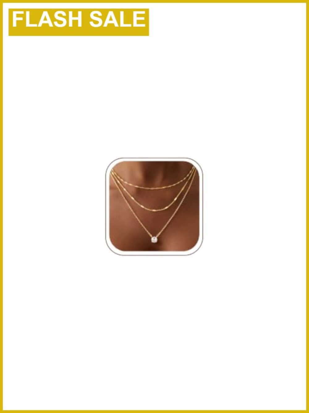 14K Gold Plated Layered Necklaces Set, 3 Adjustable Chains, Brass